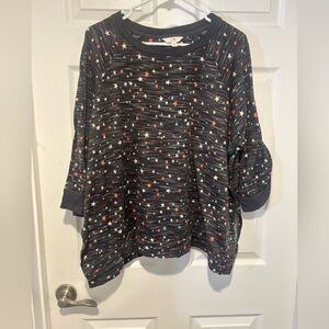 Secret Treasures Lightweight Charcoal Sweatshirt with Star Accents